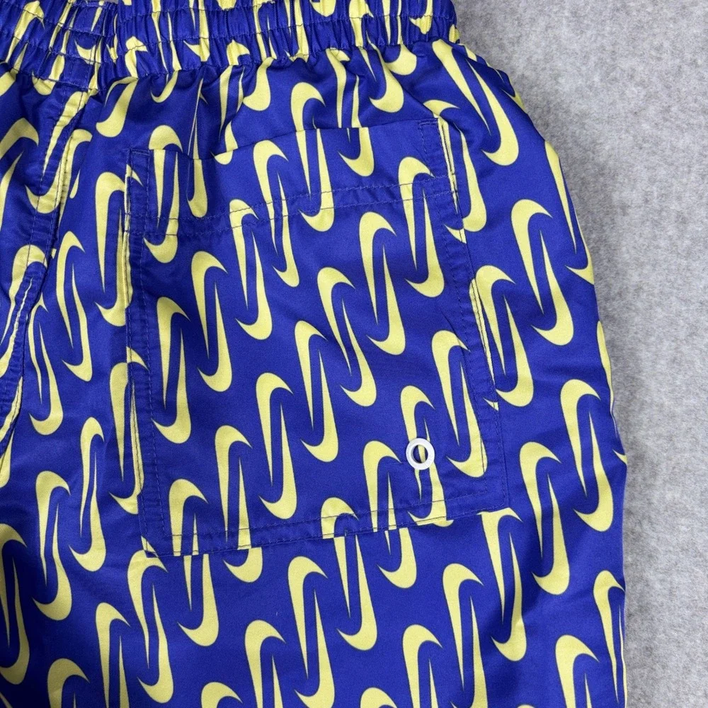 Nike Breaker Swim Trunks Links Swoosh Mens S Purple Yellow AOP Logo Mesh Lined